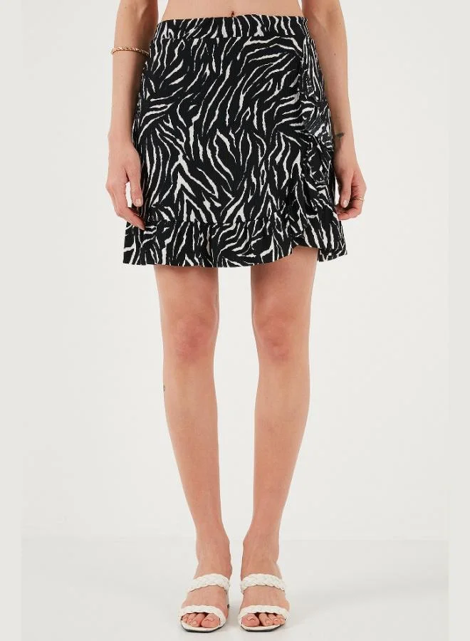 ليلا تنورة نسائية ضيقة بخصر عالٍ وكشكشة بنقشة ليلا